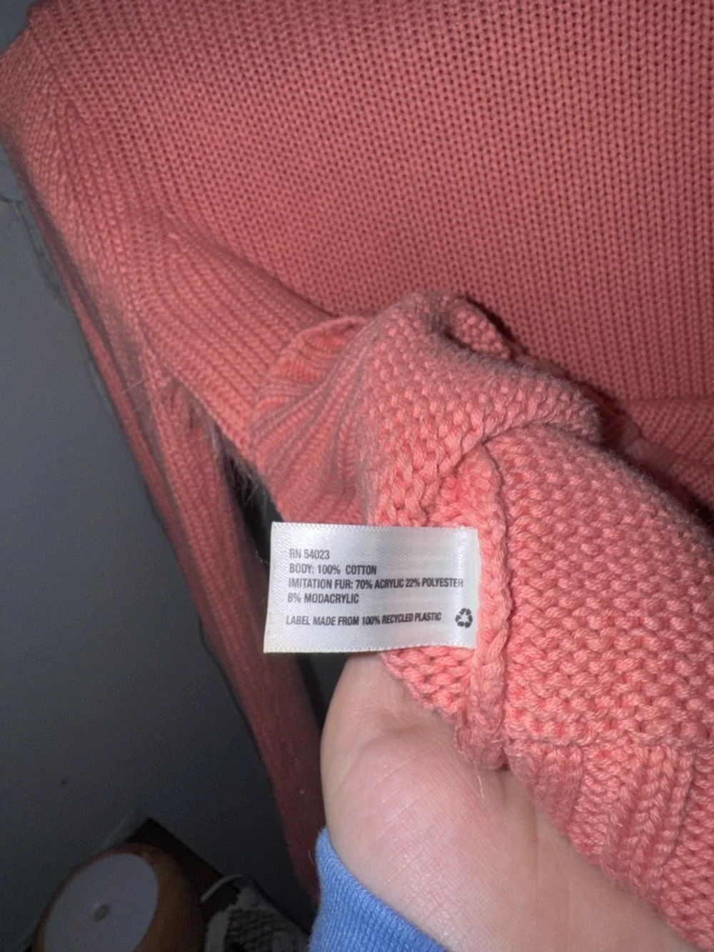 GAP Kids Coral Knit Zip Sweater with Faux Fur, size L (10)